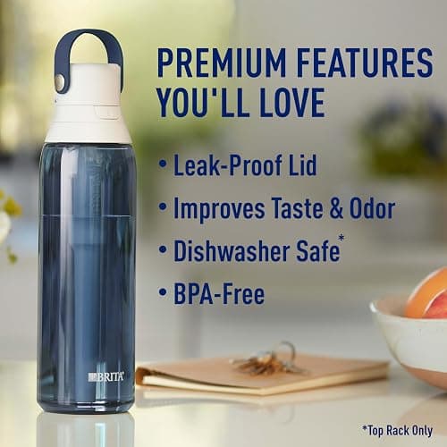Brita Hard-Sided Plastic Premium Filtering Water Bottle, BPA-Free, Reusable, Replaces 300 Plastic Water Bottles, Filter Lasts 2 Months or 40 Gallons, Includes 1 Filter, Night Sky - 26 oz. thumbnail 4