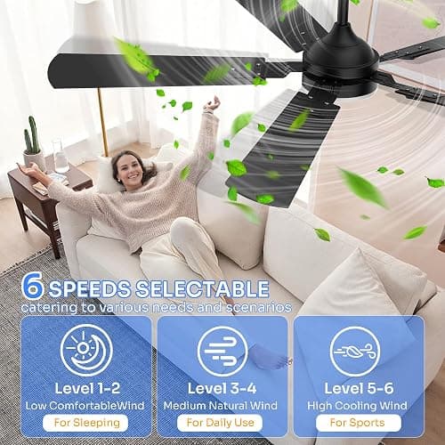 Crazypai Ceiling Fans with Lights, 52 Inch Modern Ceiling Fans with Lights | DC Reversible Motor, Noiseless, 3CCT, Ceiling Fan with Remote Control for Bedroom, Living Room, Apartment Indoor/Outdoor Use thumbnail 2