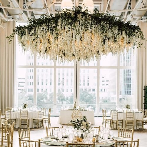 48Pcs Artificial Wisteria Flowers 3.6 Feet/Piece White Dense Artificial Fake Wisteria Vine Ratta Hanging Garland Silk Flowers String Home Party Wedding Decor(White-Dense) thumbnail 8