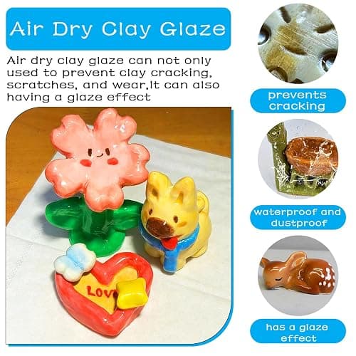 EIGTWEN 2 x 100ml Air Dry Clay Glaze, Gloss & Matte Finish, Prevents Cracking, Scratches, Watertight & Fireproof, Compatible with Clay, Plaster, Metal, Wood, Jewelry & More thumbnail 4
