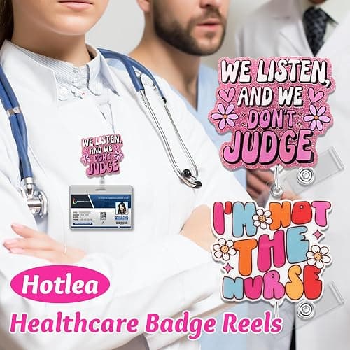 Hotlea 24 PCS Nurse Badge Reels Bulk Funny Badge Holders Retractable Clip Cute Nursing Pharmacy Medical Asssitants RN LPN CNA Badge Buddy Accessories for Work thumbnail 3