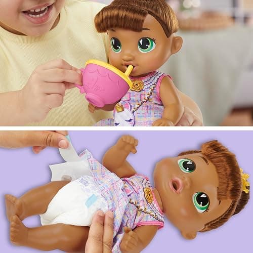 Baby Alive Bubbly Tea Party Sophia Sparkle Doll with Teapot Accessories, Brown Hair, 11 Inches, Kids Toys, Ages 3+ thumbnail 5