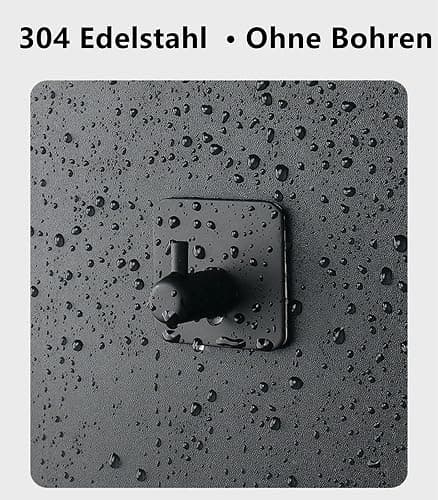 lumfork Handtuchhaken 6 Stück Haken Selbstklebend, Wandhaken Klebehaken Ohne Bohren aus Edelstahl, Ideal für Badzimmer Toilette Küche Büro(Schwarz) thumbnail 6