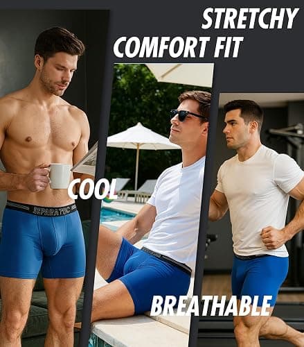 Separatec Dual Pouch Underwear for Men Moisture Wicking Men's Boxer Briefs with Ball Pouch, Printed Underwear 3 or 5 Pack thumbnail 6