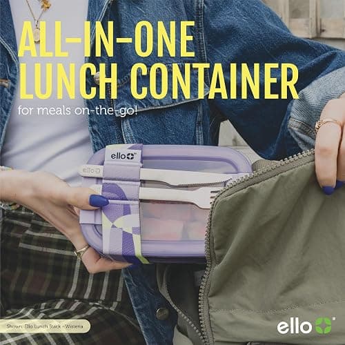 Ello 2-Pack Lunch Stack Plastic Food Storage Container Bento Box with Airtight, Leak-Proof Locking Plastic Lids and Silicone Base, BPA-Free, Freezer, Microwave, and Dishwasher Safe, Blueberry thumbnail 6