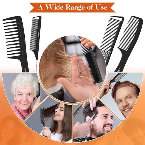 SALONSILK 4PCS Professional Comb Set, Wide Tooth Rat Tail Fine Tooth Hair Combs, Braiding Cutting Barber Styling Curly Parting Set for Men and Women thumbnail 4