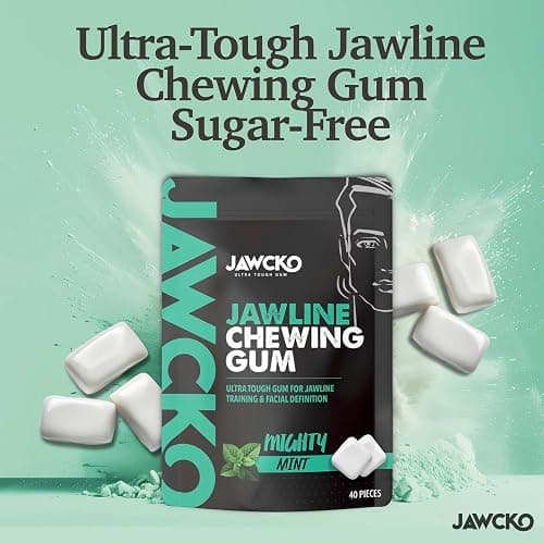 JAWCKO Ultra-tough Jawline Chewing Gum | Get a Stronger, Squarer Jawline | Mighty Mint Jaw Training Hard Gum | Chisel, Sculpt, Tone your Jaw | 15X Hardness | Facial Fitness Mewing Gum | 40 Pieces/Pack thumbnail 8
