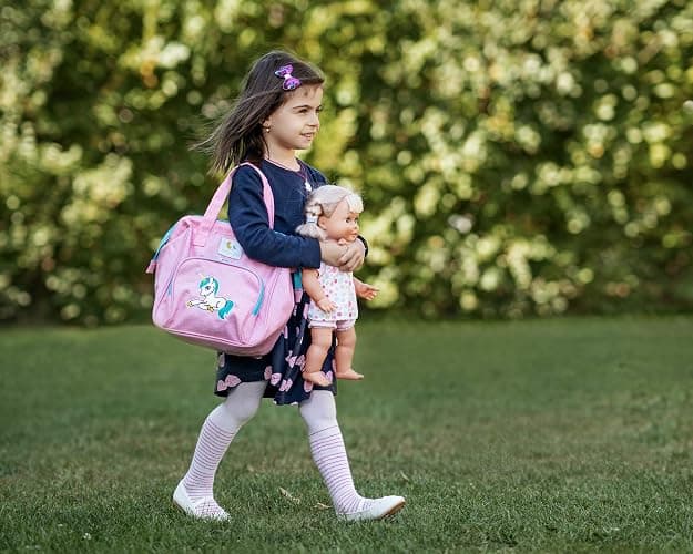 HappyVk- Baby Doll Diaper Bag with Changing Pad- Doll Accessories - Unicorn | Realistic, Spacious & Comfortably Designed for Pretend Play, Reborn Doll Care Organizer for Travel, Playdates & Gift Giving thumbnail 5