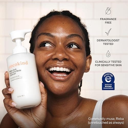 Cocokind Milky Soft Face & Body Cleanser, 13.5 Fl Oz | Hydrating Facial and Body Wash for Sensitive Skin, Gentle Cleanser with Ceramides, Fragrance-Free & Clinically Tested thumbnail 2