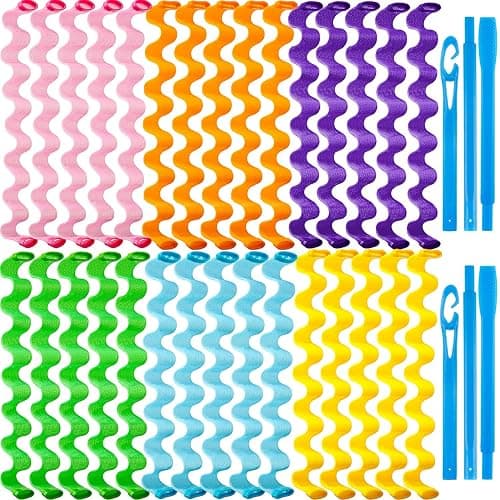 WILLBOND Heatless Wave Curlers Kit - 30 Spiral Hair Rollers, No Heat Hair Waver with 2 Styling Hooks for Multiple Hairstyles (50 cm) - Image 1