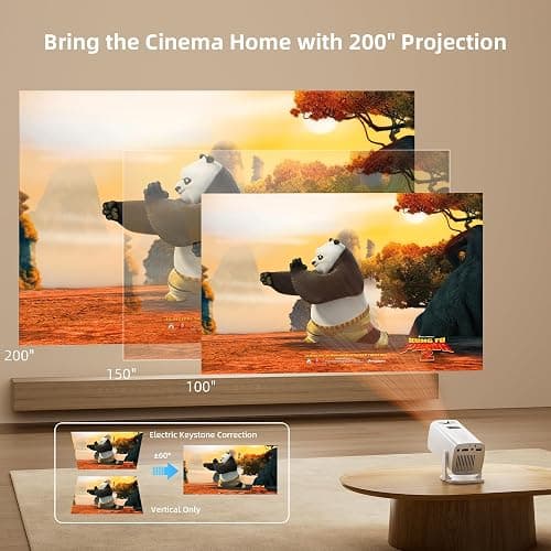 Mini Projector, Portable Projector 4K & Full HD 1080P Support, 270° Rotation Outdoor Projector, Movie Projector Compatible with Smartphone, TV Stick, Laptop, PS4, HDMI, USB thumbnail 5