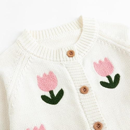 Simplee kids Baby Sweater Toddler Girls Cardigan Sweater Embroidered Strawberry Knit Sweater thumbnail 4
