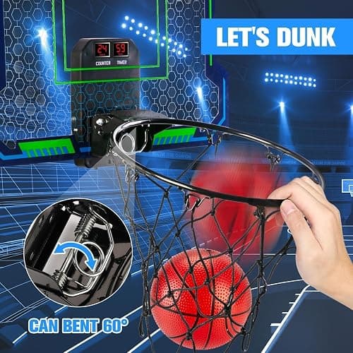 Basketball Hoop Indoor for Kids(4-12 Years Old), Over The Door Basketball Hoop with Scoring, Countdown and Music Accompaniment, Christmas Toys thumbnail 4