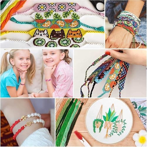 PAXCOO 985Pcs String Bracelet Making Kit, Friendship Bracelet String Kit with 110 Skeins Embroidery Floss Cross Stitch Thread, 830 Beads for Friendship Bracelet Making, 45Pcs Embroidery Tools thumbnail 2