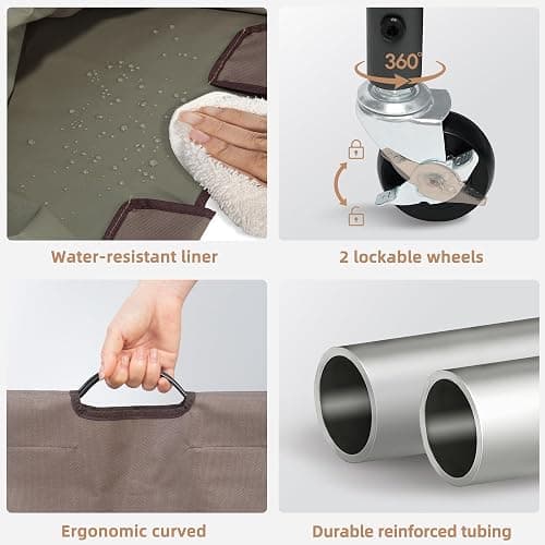 STORAGE MANIAC Laundry Sorter, 4 Section, Laundry Hamper with Wheels, Eco-friendly, Portable, Removable, Waterproof, Brown thumbnail 6