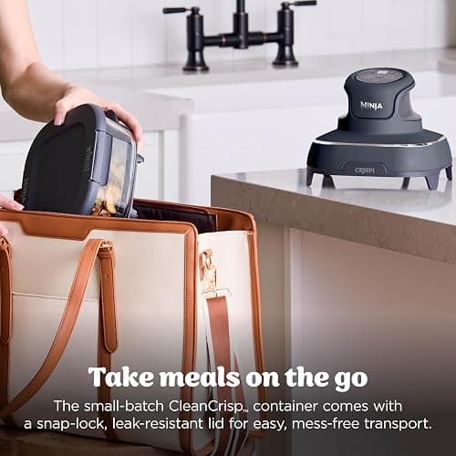Ninja Crispi 4-in-1 Portable Glass Air Fryer Cooking System, 1500W, 4QT & 6-Cup TempWare Glass Containers with Storage Lids, Microwave, Freezer & Dishwasher Safe, Cyberspace Gray, FN101GY thumbnail 12
