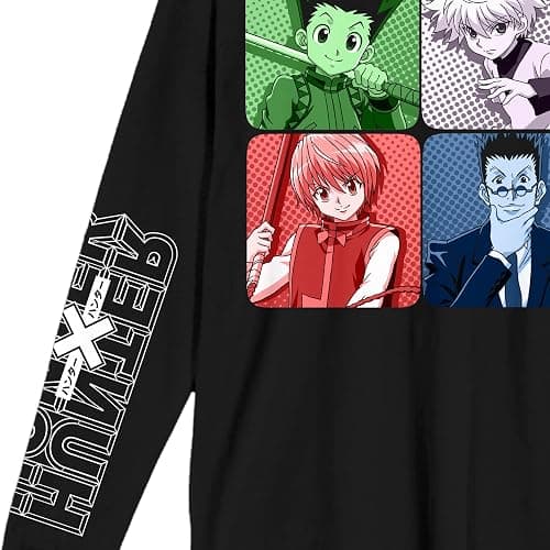 Hunter X Hunter Tonal Character Panels Crew Neck Long Sleeve Men's Black Tee thumbnail 2