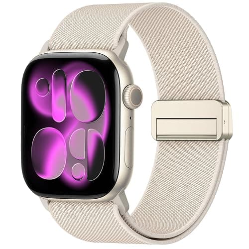 Stretchy Nylon Band Compatible with Apple Watch Bands 40mm 38mm 42mm 41mm 44mm 45mm 46mm 49mm Women Men, Magnetic Waterproof Breathable Soft Sport Loop Strap for iWatch Series 11 10 9-1 Ultra 3 SE - Image 1