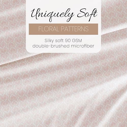 Linen Market Double-Brushed Patterned Microfiber Full Sheet Set 4 Piece – Oeko-TEX Certified Ultra Soft & Wrinkle-Free - 16" Deep Pocket Sheets - Easy Care Full Size - Classic in Pink - Classic in Pink - Full thumbnail 6