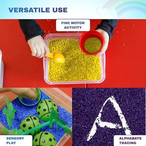 The Wood Etch Colored Rice in Vibrant Colors, Sensory Bin Filler, Rainbow Rice for Art & Craft, Creative Learning & Color Perception, Non-Toxic, Safe for Kids & Pets, Made in The USA (6 LBS) thumbnail 4
