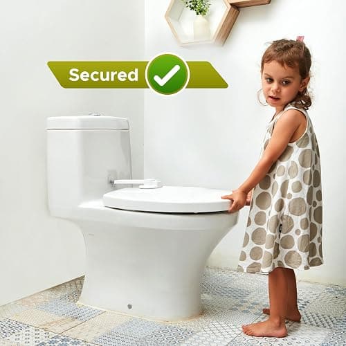 Baby Toilet Lock by Wappa Baby - 9"L x 4"W - Ideal Baby Proof Toilet Lid Lock - No Tools Needed Easy Installation with 3M Adhesive - Top Safety Toilet Seat Lock - Fits Most Toilets - White (1 Pack) thumbnail 3