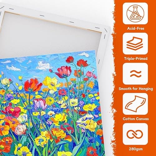 Koncci Stretched Canvas for Painting, 10 Packs Multiple Sizes Canvases Set, 10x15, 15x20, 20x25, 25x30, 30x40cm, 280GSM Stretched Wooden Canvas Frames for Acrylic Oil Watercolor, Artist & Beginner thumbnail 4