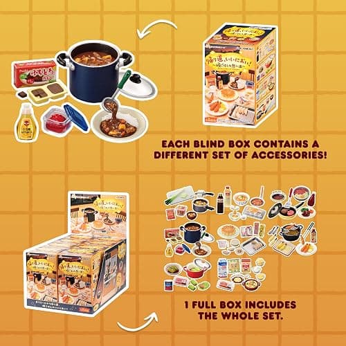 Hamee RE-Ment Blind Box - Petit Sample Series - Memories of Dinner - 8 Pc. | Full Set with Tear-Away Display Background, Cute Blind Box Diorama Miniature Figure Set, Collectible Display Figure thumbnail 5