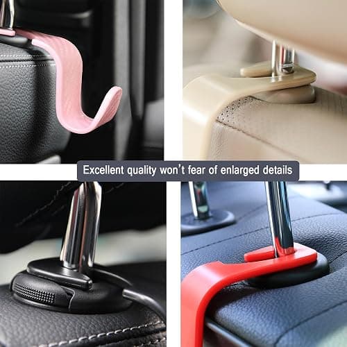 Amooca Universal Multifunctional Car Vehicle Headrest Hook, Organizer Hanger Storage Hook for Bag Purse Cloth Grocery (Beige Set of 4) thumbnail 7