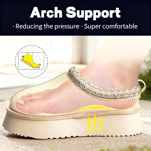 GZFGUZ Women's Slippers Platform Mini Boots Short Ankle Boot,Fur Fleece Lined Platform Boots Anti-Slip Snow Slippers For Outdoor thumbnail 5