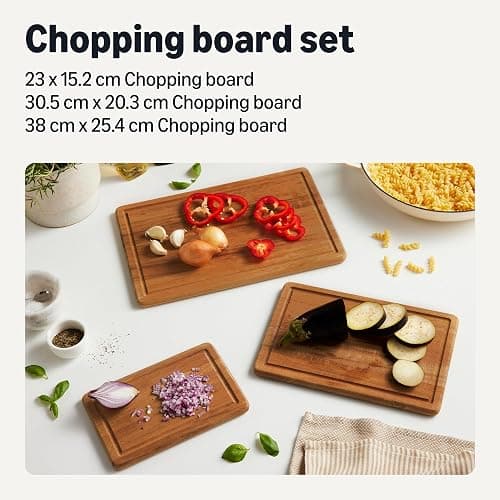 Amazon Basics Wooden Chopping Boards, 3-Piece Set, Acacia Wood Pre Oiled thumbnail 2