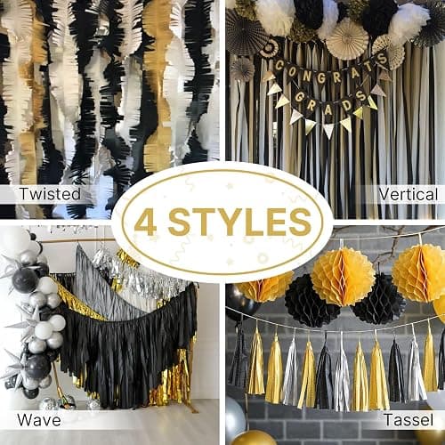 PartyWoo Gold Crepe Paper Streamers 4pcs 328ft Pack of Gold Crepe Paper for Wedding Birthday Baby Shower Engagement Anniversary New Year Eve Graduation Party Decorations(1.8 Inchx82 Ft/Roll) thumbnail 5