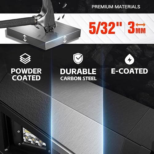 YZONA for Silverado 1500 Pickup Truck Front Bumper Compatible with 2007-2013 Chevy Chevrolet Silverado 1500 with 5 x LED Lights, Winch Plate, License Plate Frame, Sensor Holes & D-rings, Black thumbnail 3