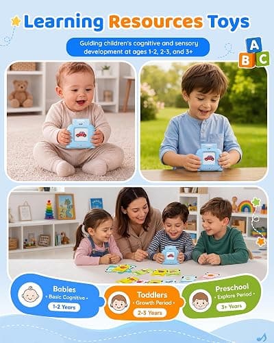 Aullsaty Talking Flash Cards for Toddlers 1-3, Upgraded 248 Sight Words Montessori Speech Therapy Toy, Autism Sensory Educational Learning Toys, Birthday Gift for Boys Girls (Blue) thumbnail 5