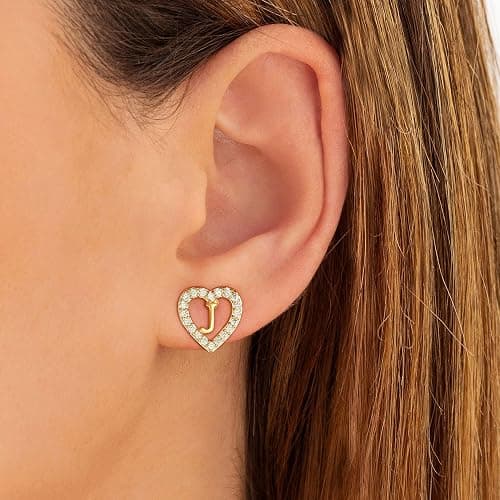 Eaciy Christmas Gifts for Grandkids Initial Earrings for Girls, 18K Gold Plated Heart Initial Letter Earrings Teen Girl Gift Trendy Stuff Birthday Christmas Gifts for Girls Kids Jewelry thumbnail 5