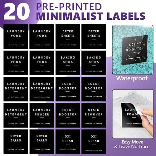 4 Pack Laundry Pods Container, Clear Laundry Room Organization Containers,Large Laundry Detergent Powder Storage Containers Black Wooden Lids & Labels, Acrylic Laundry Pods Holder for Scent Booster thumbnail 7