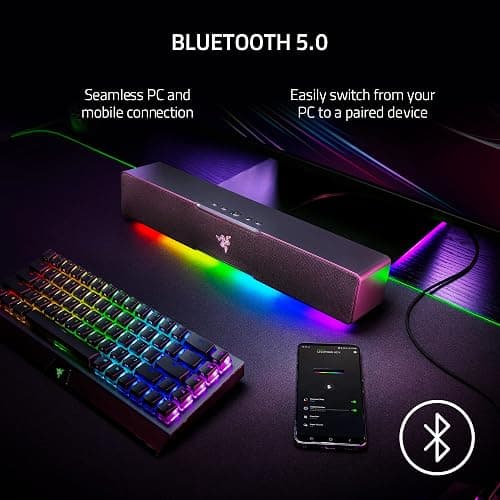 Razer Leviathan V2 X - PC Gaming Soundbar (Full-Range Drivers, Compact Desktop Form Factor, USB Type C Power and Audio Delivery, Bluetooth 5.0) Black thumbnail 7