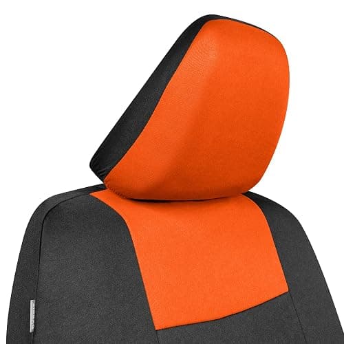 BDK PolyPro Car Seat Covers Full Set in Orange on Black, Front and Rear Split Bench Seat Covers for Cars, Easy to Install Car Seats Cover Set and Accessories for Auto Trucks Van SUV - Orange thumbnail 4