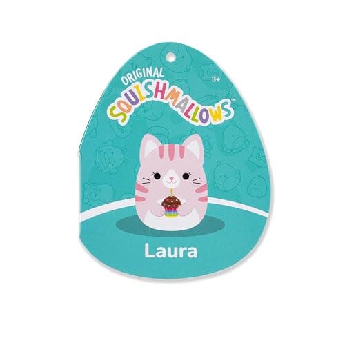 Squishmallows Original 14in Laura The Pink Tabby Cat Holding Birthday Cupcake – Official Jazwares Plush (Large) thumbnail 7
