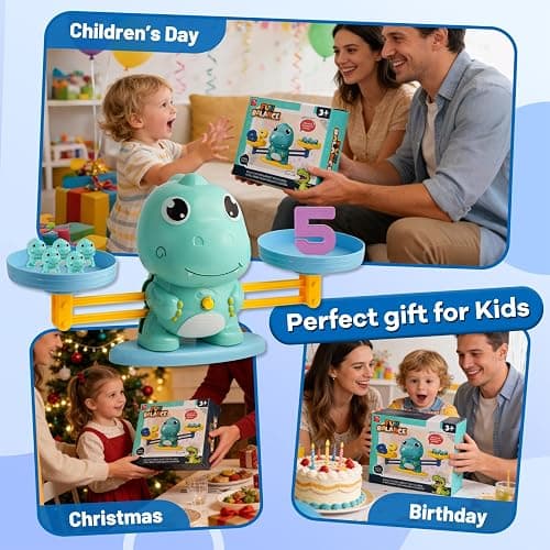 ISMETACU Dinosaur Math Balance Toy for Kids Ages 3-7, Montessori Number Blocks Learning & Educational Dinosaur Toys for Kids 3-5 and Math Games for Kids 5-7,Ideal Gift for Kids (Basic Blue) thumbnail 6