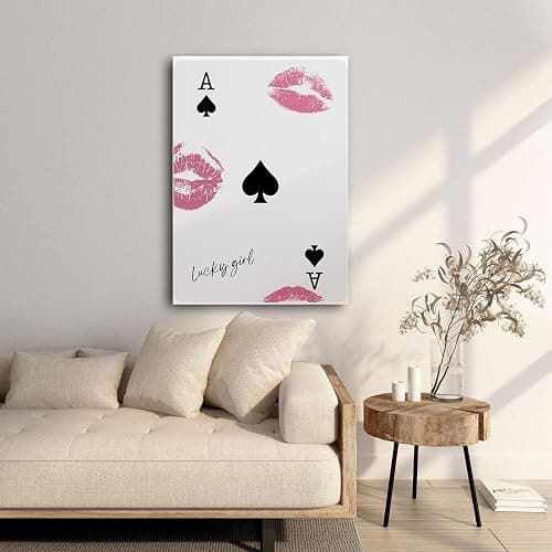 JODYCEBU Stylish Playing Cards Wall Canvas Art Ace of Spades Lucky You Poster Stylish Retro Wall Art Aesthetic Print Preppy Kiss Poster Wall Decor thumbnail 7