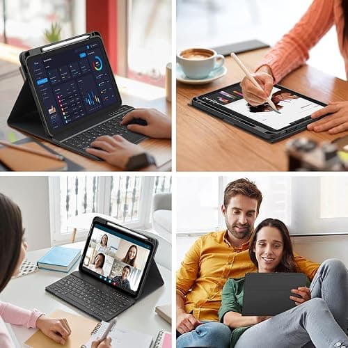 CC Store Hülle mit Tastatur für iPad A16 11 Generation 2025/10 Generation 2022 (11/10.9 Zoll), Magnetische abnehmbare deutsche Tastatur mit Stifthalter für iPad 11/10 Gen, QWERTZ Layout (Schwarz) thumbnail 8
