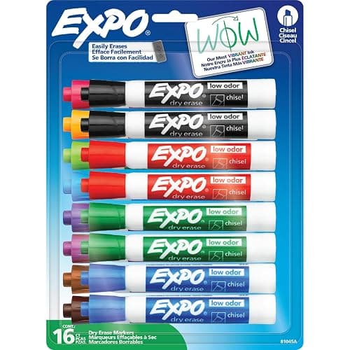 Expo Dry Erase Markers, Whiteboard Markers with Low Odour Ink, Chisel Tip, Assorted Colours, 16 Count thumbnail 16