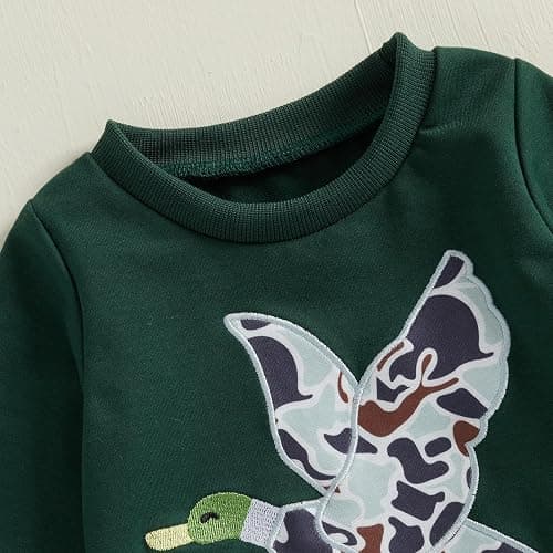 Fufuriprefer Toddler Baby Boy Fall Clothes Camo Outfit Animal Embroidery Long Sleeve Sweatshirt Camouflage Pant Set thumbnail 2