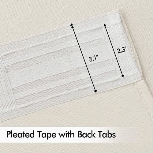 MIULEE Ivory Back Tab Blackout Curtains 120 Inch Long 2 Panels Set for Bedroom, Rod Pocket/Pinch Pleated Extra Long Thermal Insulated Living Room Darkening Light Blocking 10FT Drapes thumbnail 2