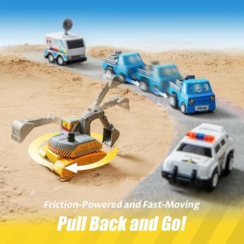 JOYIN 18 Pcs Pull Back City Cars and Trucks Toy Vehicles Set, Friction Powered Cars Toys for Toddlers, Kids Stocking Stuffers, Treasure Box Gifts for Classroom, Christmas Great Gifts for Grandkids thumbnail 6