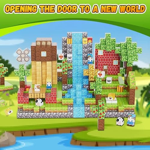 Fitrobust 200PCS Magnetic Building Blocks Set, Magnetic Tiles Kids Build Cubes STEM Game Toys, Build Forest World Set, Christmas Birthday Gifts for Boys & Girls Age 3 4 5 6 7 8 9 10, 0.8 in Size thumbnail 5