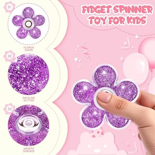 FIGROL 5 Pack Glitter Fidget Spinners Stocking Stuffers. Sensory Fidget Toys for Stress Relief, for Kids, Teens, Boys & Girls thumbnail 3