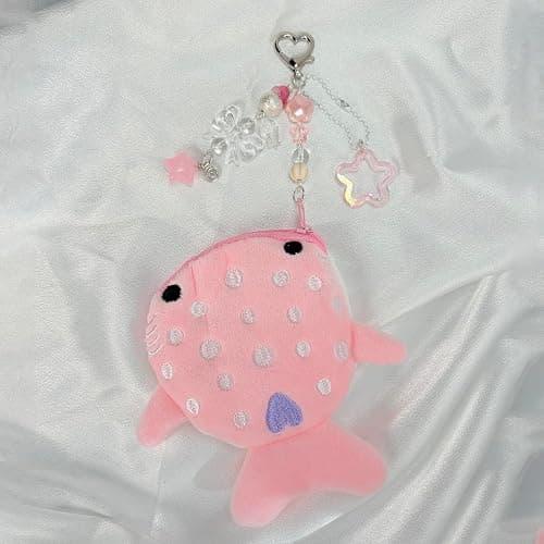Whale Shark Coin Purse Keychain,Cute Plush Change Purse with Zipper Keychain,Kawaii Handmade Coin Pouches for Women thumbnail 2