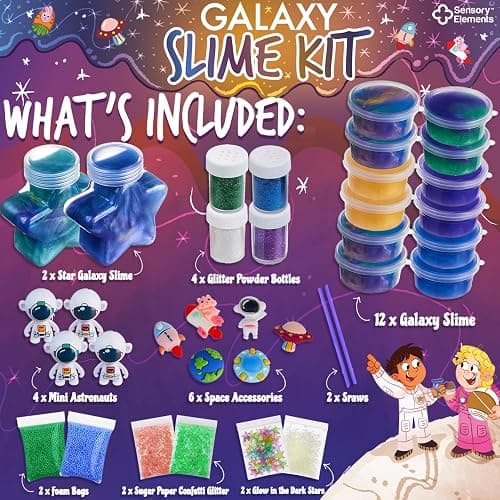 Galaxy Slime Kit for Boys & Girls - Colorful Premade Galaxy Slime for Kids, DIY Toy Slime Set with Glow in The Dark Stars, Idea for Christmas & Holiday, Boys & Girls Ages 5-12+ thumbnail 3