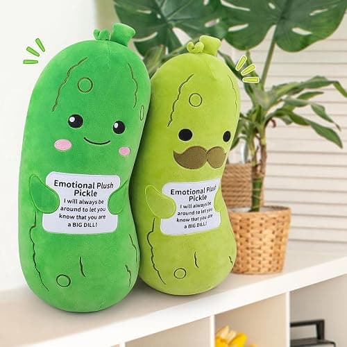 Sprinqdawin 20” Cucumber Emotional Plush, Green Pickle Stuffed Animals | Cucumber Stuffed Animal with Positive Warm Words, Soft Plush Toys Kids Adults Birthday Gifts , Vegetable Lover Plushie Pillow thumbnail 8